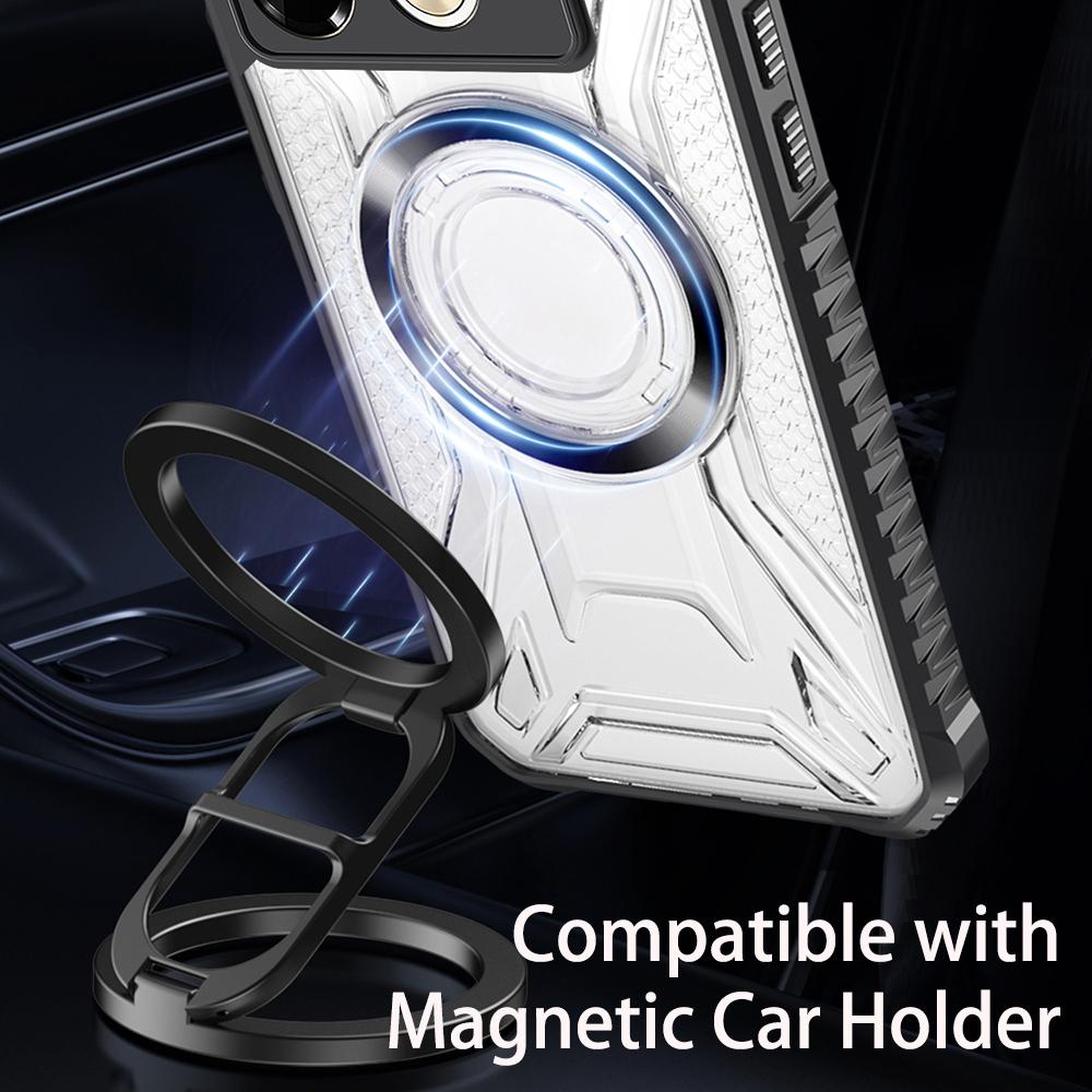 KEYSION Transparent Magnetic Case for Redmi Note 13 Pro 4G 13 Pro+5G Shockproof Phone Back Cover for Xiaomi POCO X6 5G M6 Pro 4G