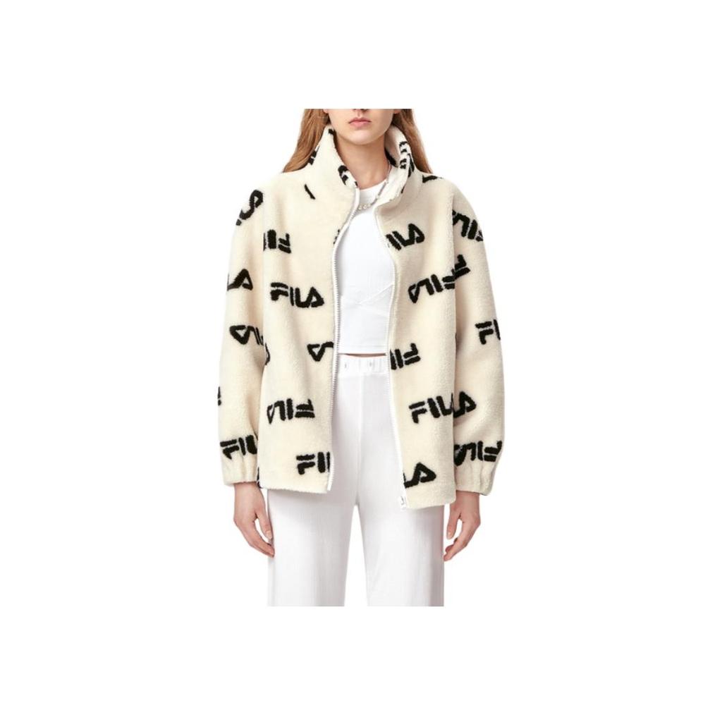 Fila Fleece Sports Stand Collar Jacket Women Outerwear Off-White F11W149510FIV