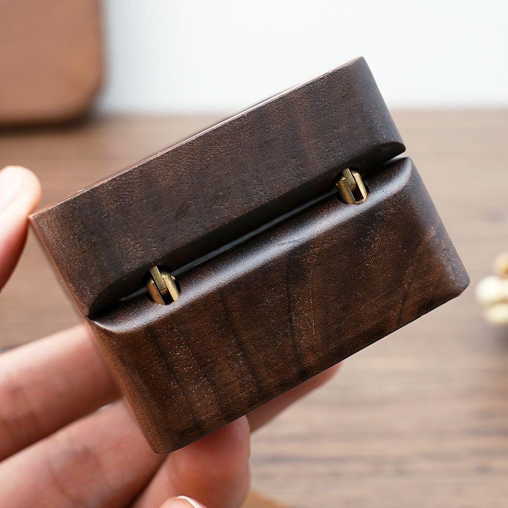 Window Open Ring Organizer Case Wooden Jewelry Storage Box Ring Display Box Jewelry Studs Storage