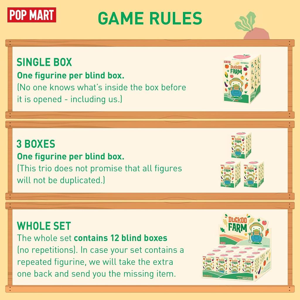 POP MART DUCKOO Figurki Farmowe w Ślepym Pudełku, Kolekcjonerski Zestaw Zabawek na Biurko 1 SZT. Ślepe Pudełko