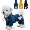 Full Coverage 4-Leg Waterproof Dog Raincoat With Hood British Style PU Pet Outerwear