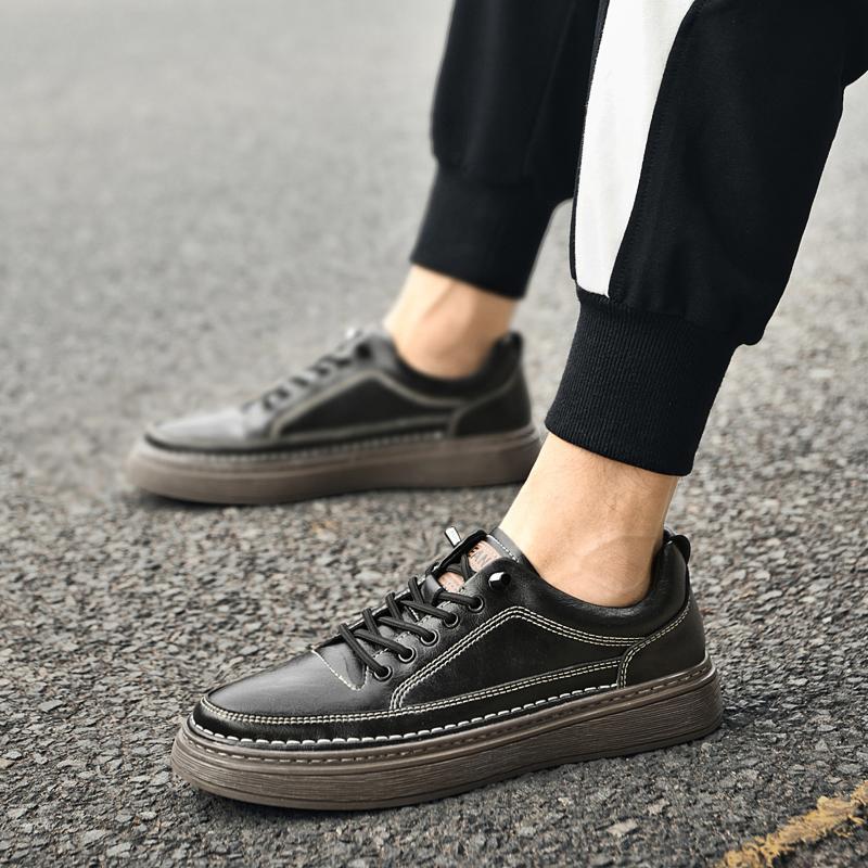 British Trend Khaki Men's Mountaineering Shoes Thick Soled Anti Slip Men's Business Casual Shoes Commuting Work Driving Shoes