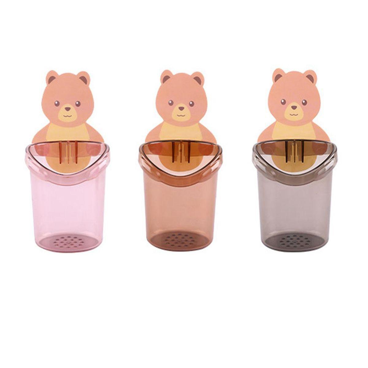 

Storage Box Bear Shaped Cute Toothpaste Rack Razor Stand Toothbrush Holder Cup Organizer 3Pcs