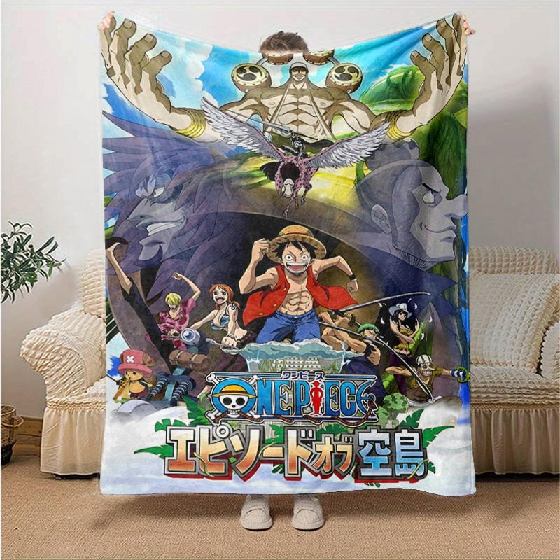 1pc One Piece Episode Blue Island Soft Throw Blanket Flannel All Season Light Weight Living Room/Bedroom Warm Blanket. M7270118
