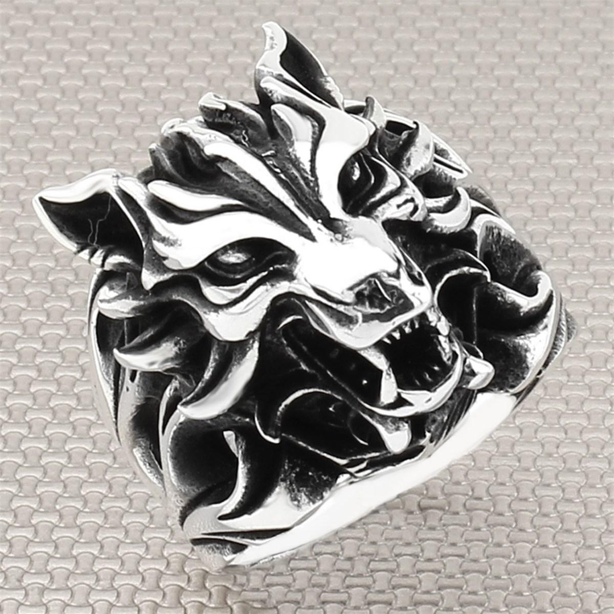 

Серебряное мужское кольцо с волком, кольцо из стерлингового серебра 925 пробы, кольцо с волком, кольца для женщин, турецкое ювелирное кольцо, подарок для мужчин 5 серебряный