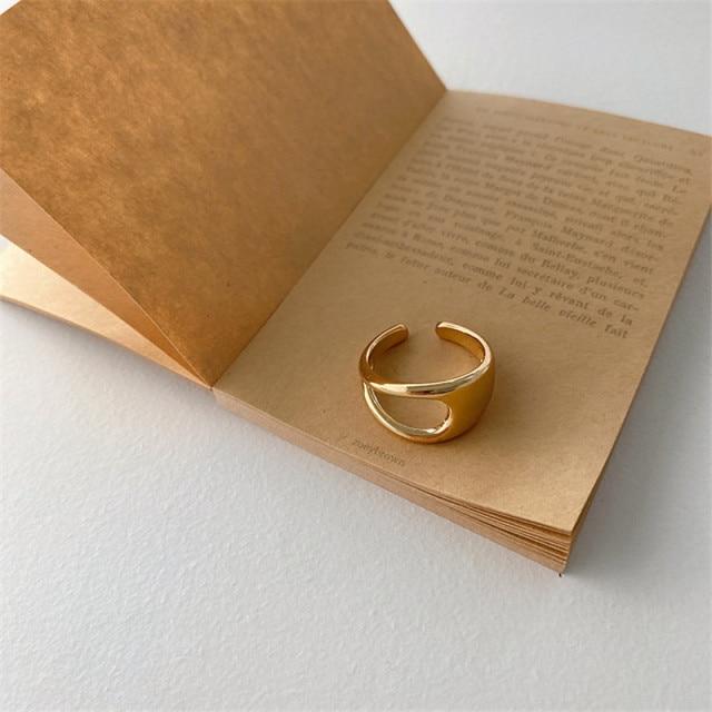 Chic Fashionable Gold Color Color Metalized Rings Women Adjustable Finger Ring Open Finger Party Event Jewelry Rings Korean Chunky EventFashion Finger