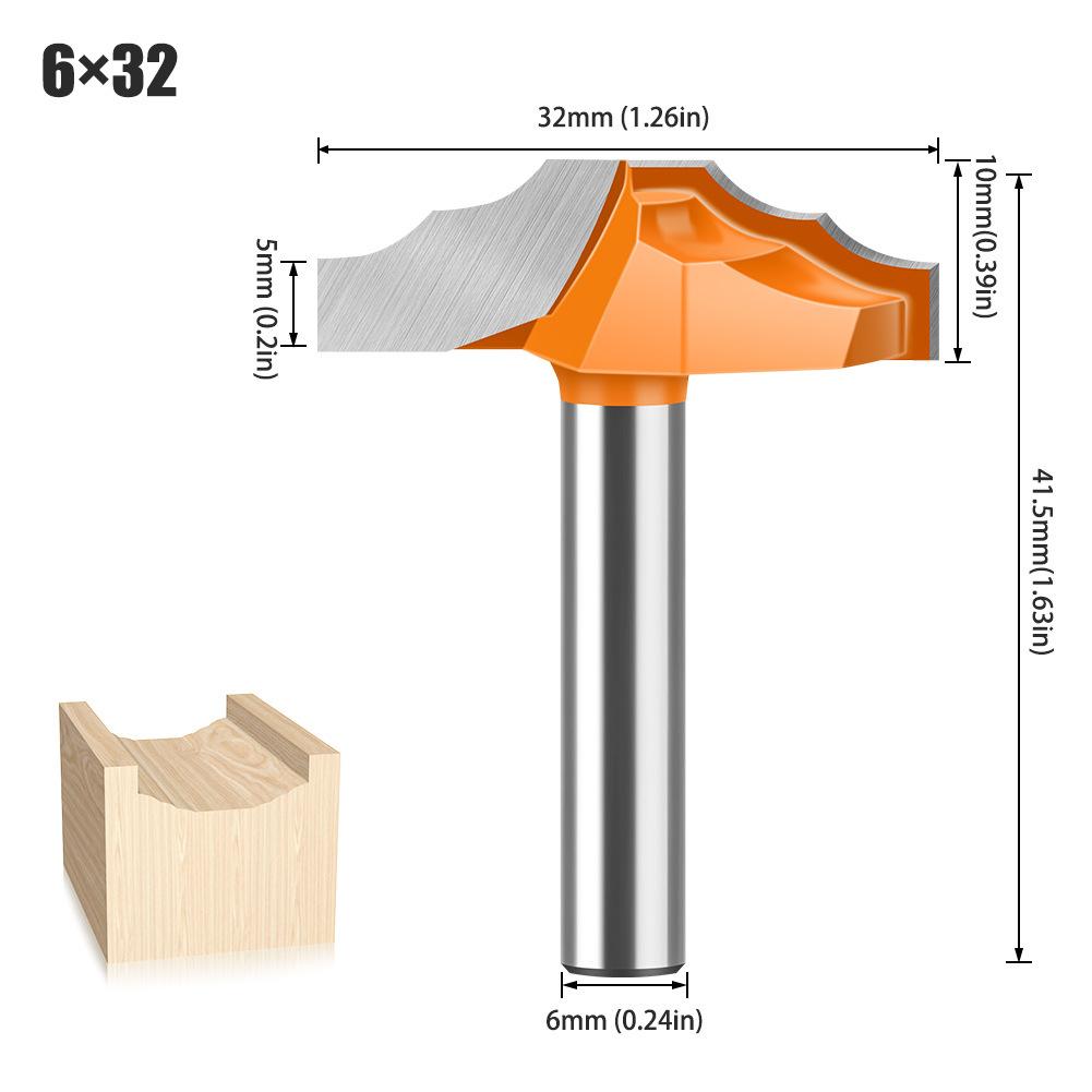 6 Handle 1/4 Handle Double R Flower Thread Knife Thin Door Panel Knife Cabinet Door Panel Knife Trimming Machine Milling Cutter Cabinet Door Cutter