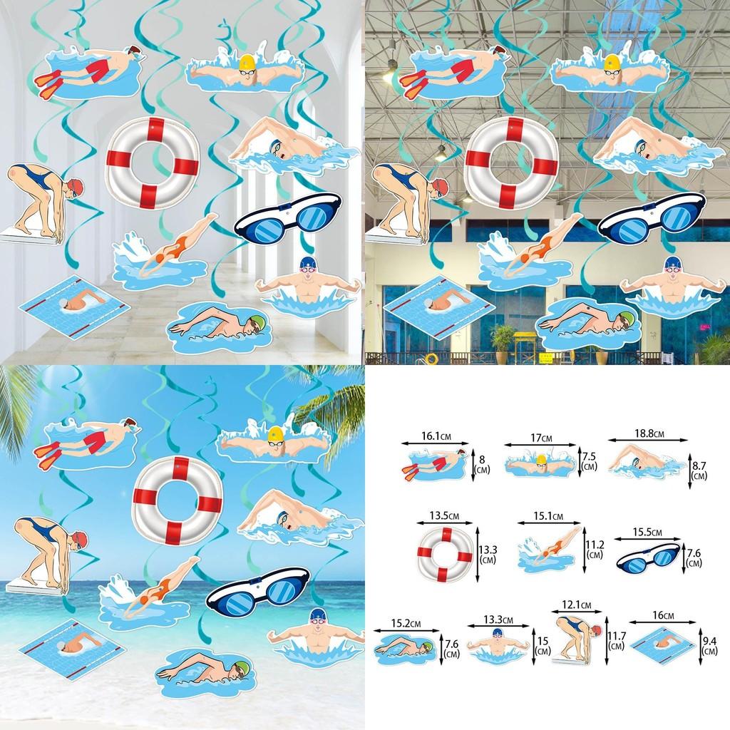 Swimming Themed Summer Birthday Party Activity Decoration Spiral Pendant