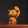 solid wood carving Cartoon Animal  Kitten Decorative Small Model Chinese Characteristic Figurines Room car Ornaments