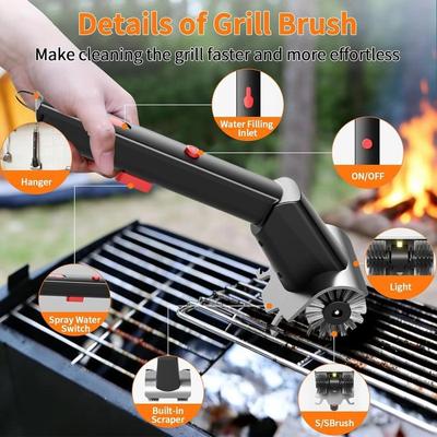Stahlbürsten wiederaufladbar Grillreiniger rotierende Grillbürste schwere Fettentfernung