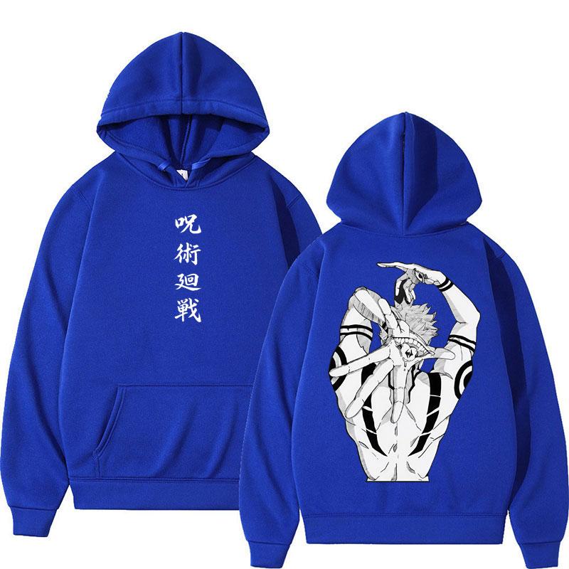 Anime Jujutsu Kaisen Sukuna Print Hoodies Harajuku Vintage Manga Men's Pullover Oversized Casual Cosplay Hoody Sweatshirt