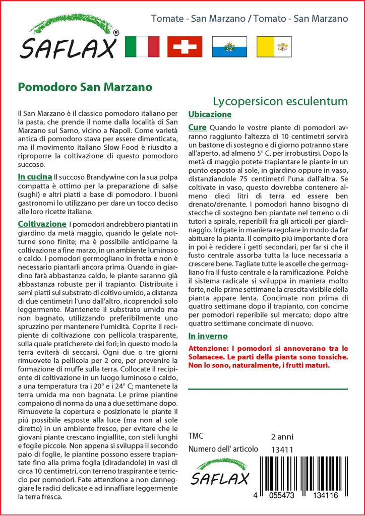 SAFLAX Pomodoro - San Marzano - 10 semi - Lycopersicon esculentum