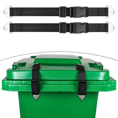 2x Trash Can Lid Locks Straps for Animals Bin Replace Mounting with Screws Outdoor