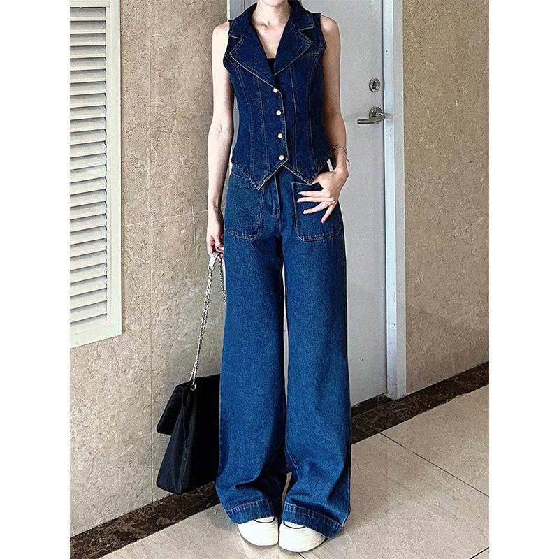 Retro American design sense sleeveless lapel