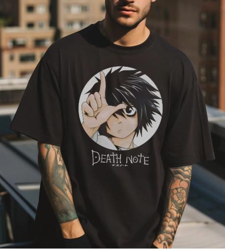 

Death Note TShirt Iconic L Gesture Classic Anime Series Tribute Unisex T-Shirt XXXL