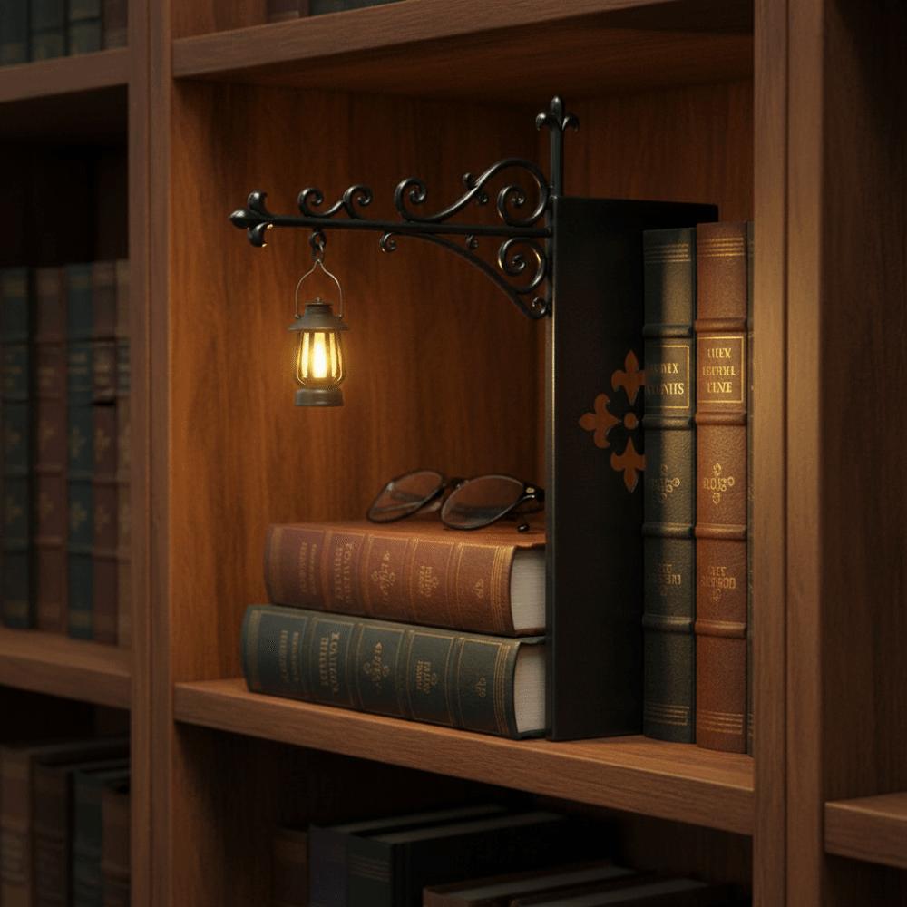 Wrought Iron Street Lamp Bookends Button Cell Battery Powered Bookmark Light Study Room