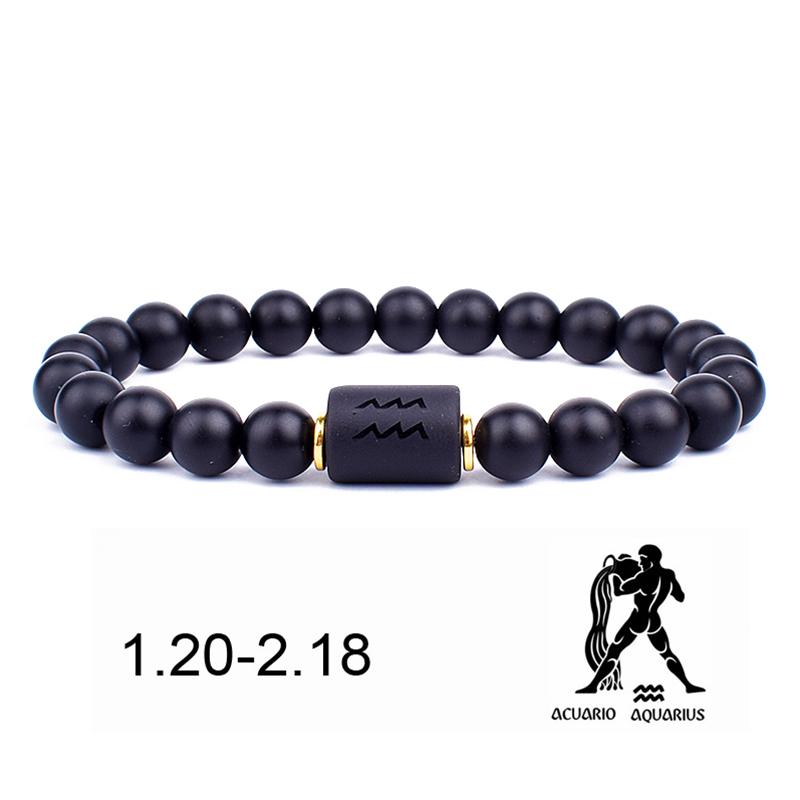 12 Constellation Bracelets Natural Black Onyx Bead Bracelet Star Sign Constellation Horoscope Couple Bracelet Friendship Jewelry