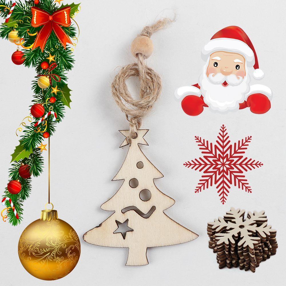 

10pcs Hot Deer Xmas Christmas Tree Decor Wood Ornament Snowman Angel Hanging