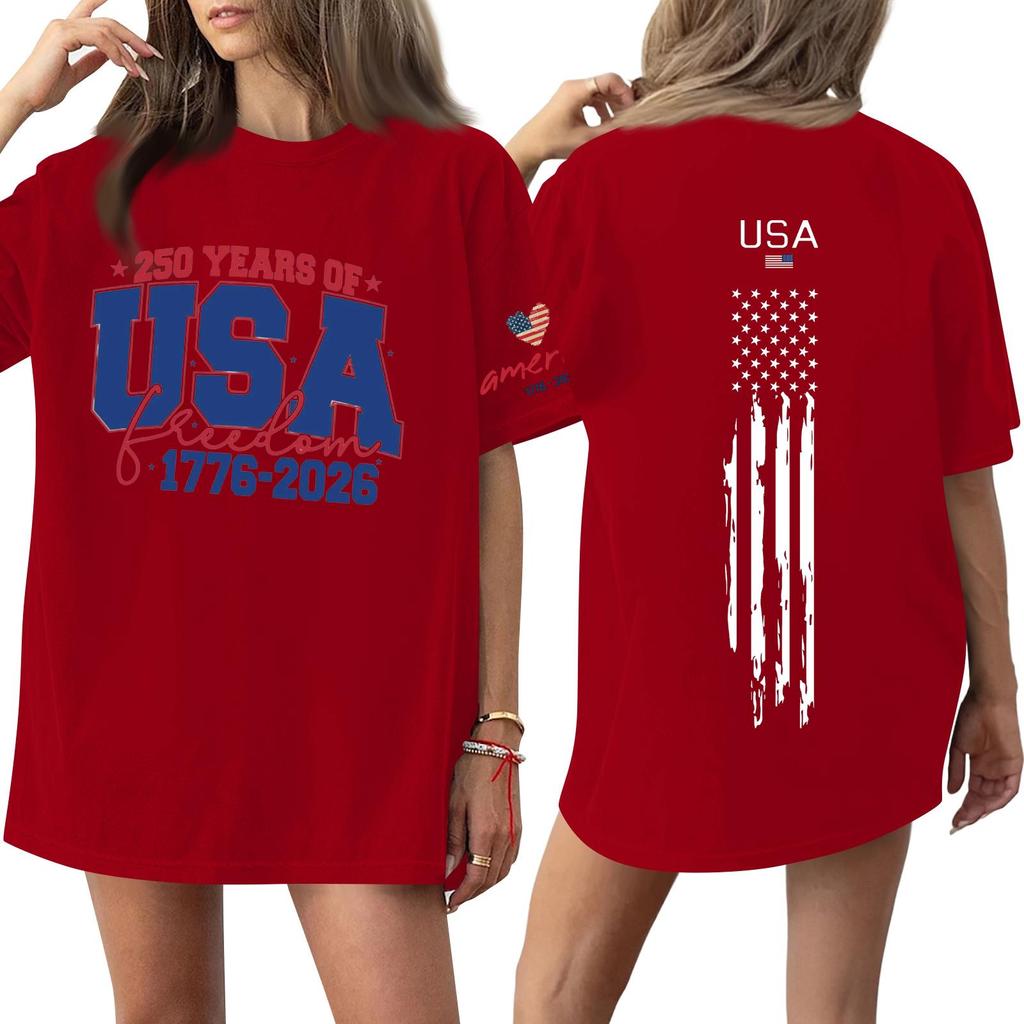 Women's Casual Fashion Round Neck Casual Print Short Sleeve T-Shirt Top