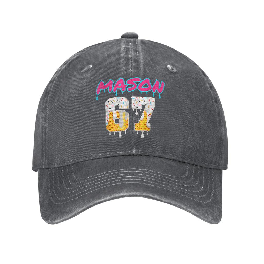Six Seven Ice Cream Drip Sport 67 Fun Mason Meme Washed Baseball Cap Sun Trucker Hat Summer Male Outdoor Sport Snapback Cap