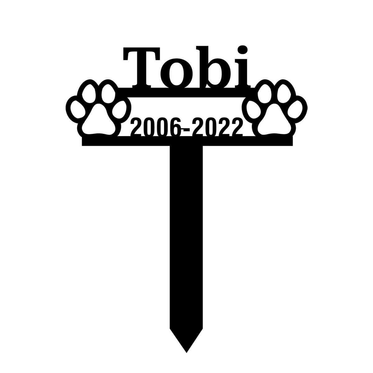

Metal Pet Memorial Garden Stake, Personalized Dog Grave Marker, Paw Print Outdoor Plaque, Sympathy Gift for Dog Lover чорний