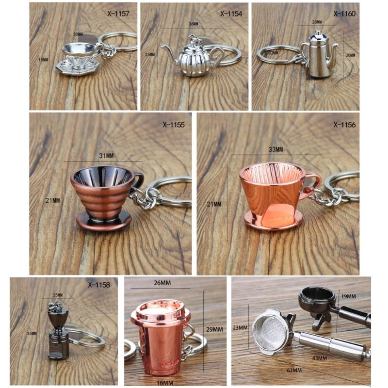 Unique Coffee Machine Filter Handle Keychain Fashion Metal Key Ornament Bag Charm Present for Coffee Aficionados