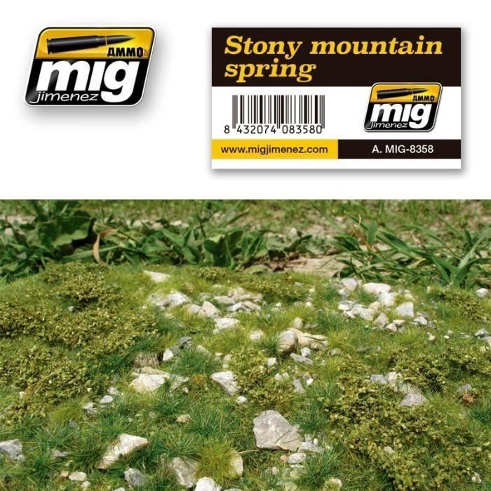 Tapis de gazon AMMO by Mig Jimenez A.MIG-8358 Stony Mountain - Spring 230 x 130 mm