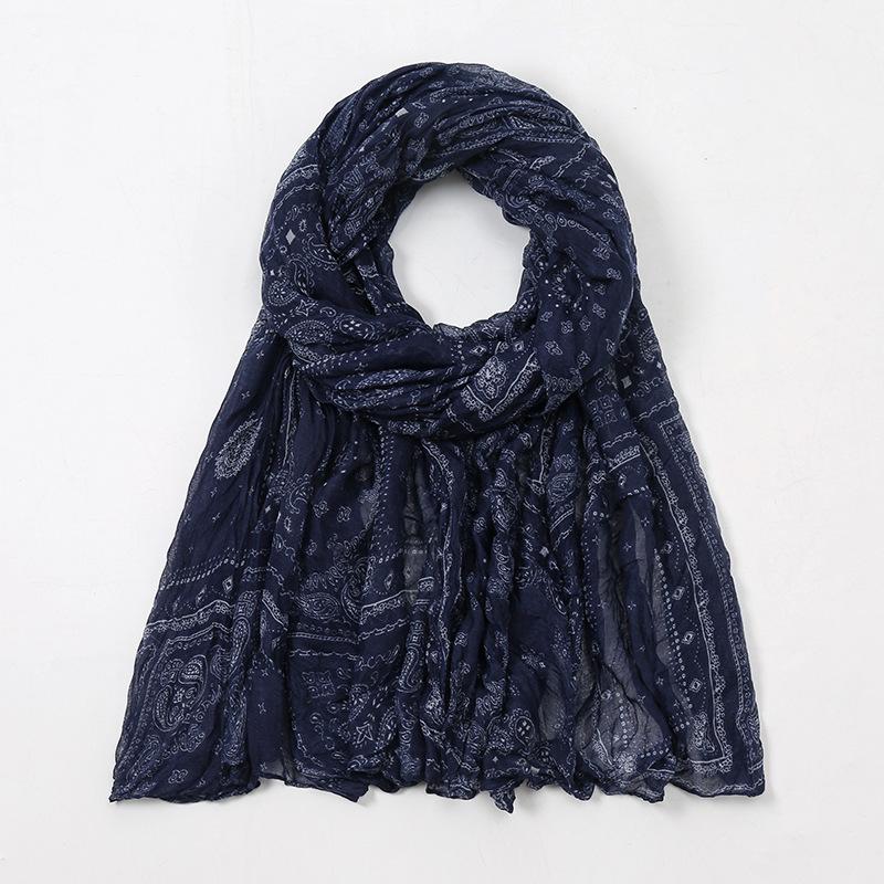 Spain Lovely Polka Floral Crinkle Viscose Shawl Scarf Lady Soft Thin Beach Wrap Pashmina Stole Bufandas Muslim Hijab 175*85Cm