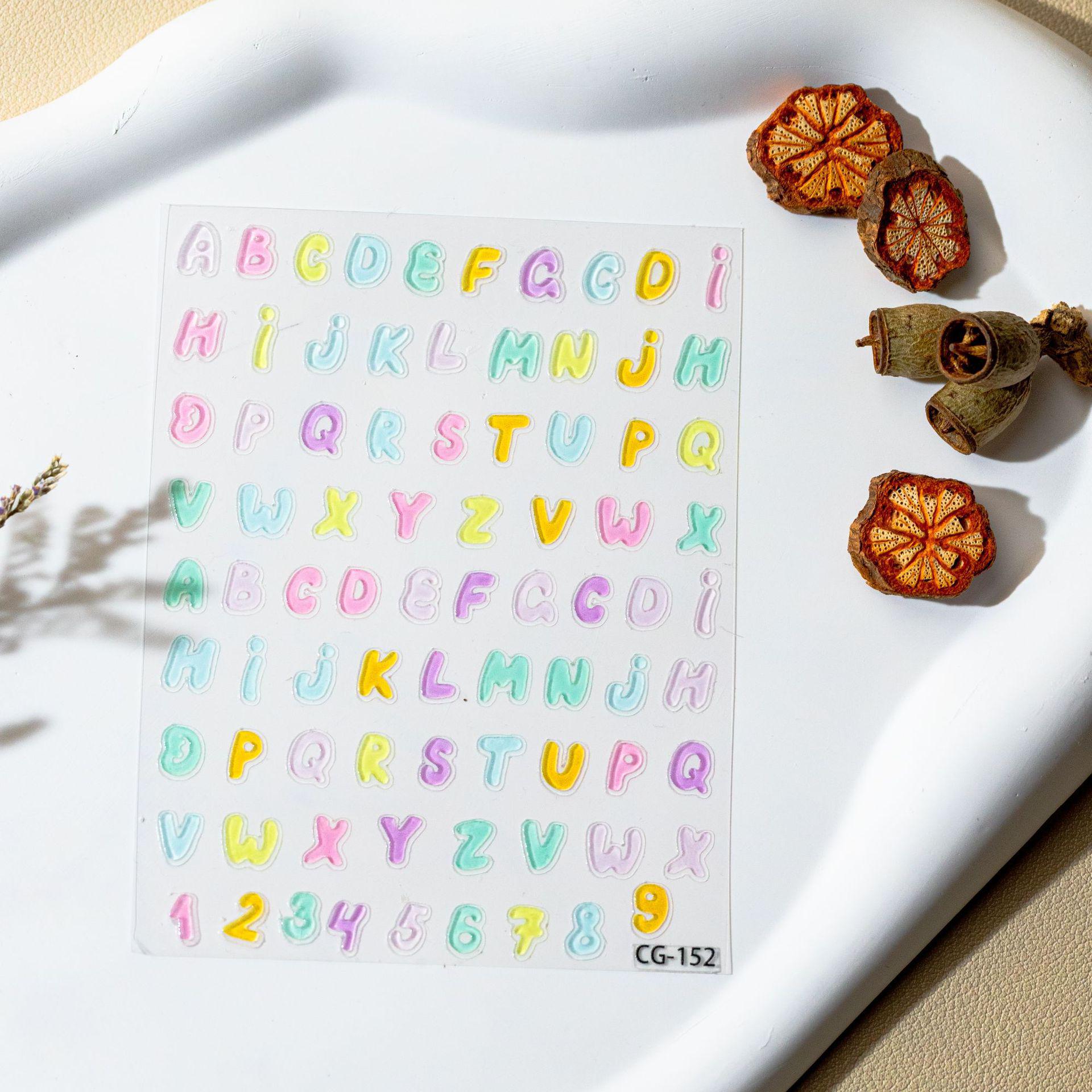 Cyansea Dopamine Jelly Nail Art Stickers - Colorful Letters & Numbers DIY Set Size CG-152