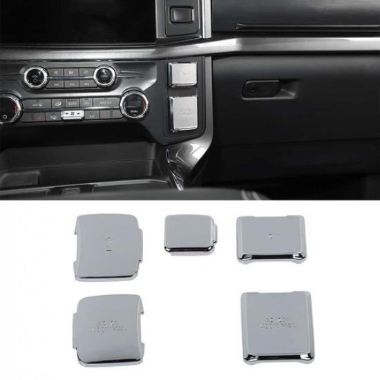 5X Front Rear Central Electric Power Socket Cover Tirm For Ford F150 21+ Chrome