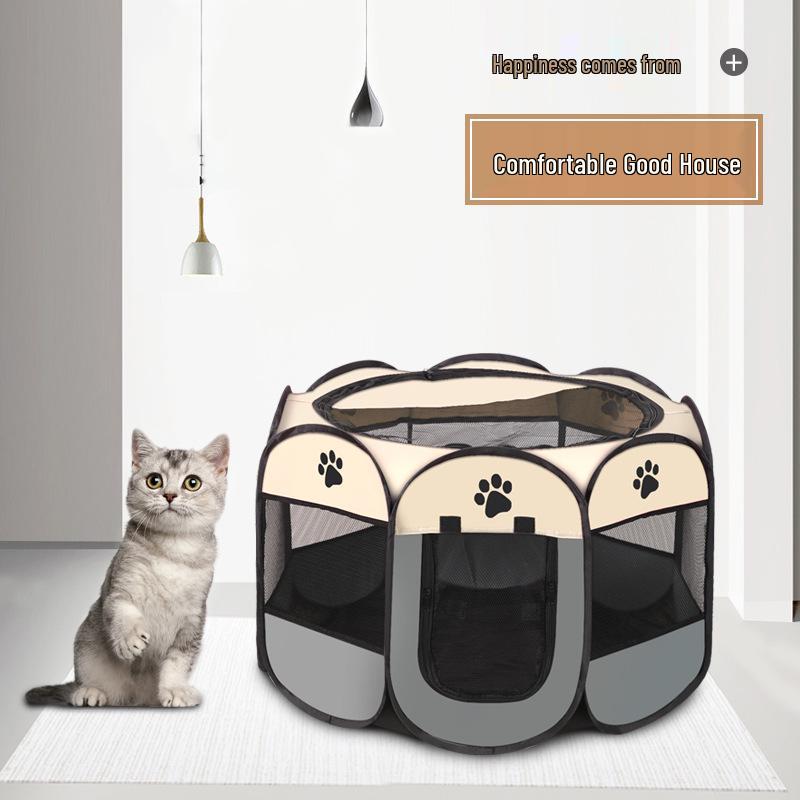 Octagonal Foldable Scratch-Resistant Pet Fence and Tent for Dogs and Cats