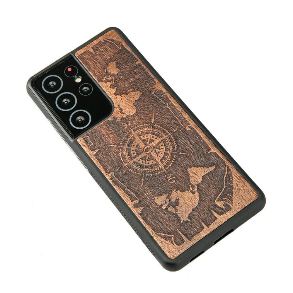 Wooden Case for Samsung Galaxy S21 Ultra - Wind Rose Merbau