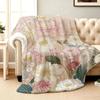 VIKAMA Floral Flannel Blanket for Bedroom Dormitory Nap Sofa Throw Blanket Air Conditioner Camping Travel Blanket Home Decor