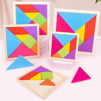 1 Stück Bunter Kiefernholz Tangram Puzzle Spielzeug Mit Musterpapier Mehrere Größen Erhältlich Geeignet Für Kinder Ab 3 Jahren