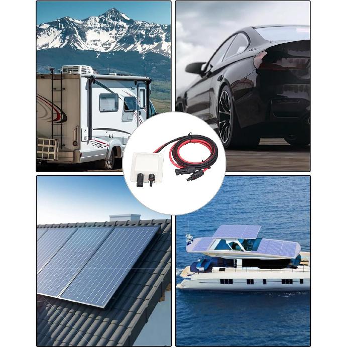 Walfront Solar Double Cable Entry Gland Box Solar Entry Housing with 2m 10AWG Extension Cord for RVs, Boats, Yacht, Roofs