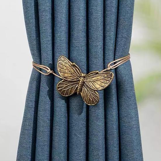 2PCS Magnetic Curtain Tiebacks, Butterfly Shape Metal Curtain Ties, Anti-Oxidation Easy Disassembly Curtain Holdback for Home Decor