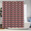 Modern Red Grey Geometric Pattern Shower Curtain for Bathroom Decor Water Resistant Fabric Bath Mat with Hook Set (180x245cm)