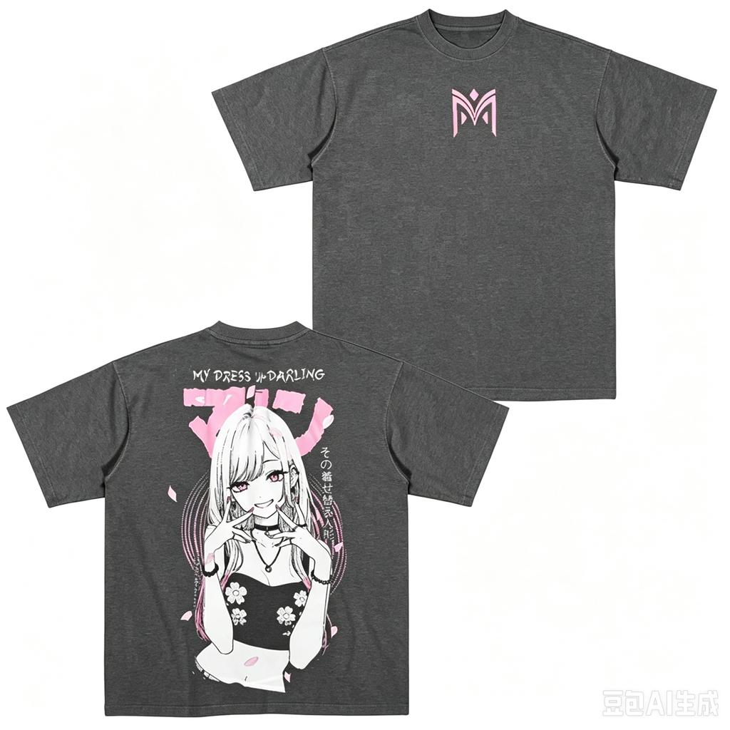 Tričko s potiskem My Dress-Up Darling Japonská Anime Oversized Pánské Dámské Y2k Streetwear Anime Manga Ležérní Volné Krátký rukáv Unisex Ženské Pánské Oblečení