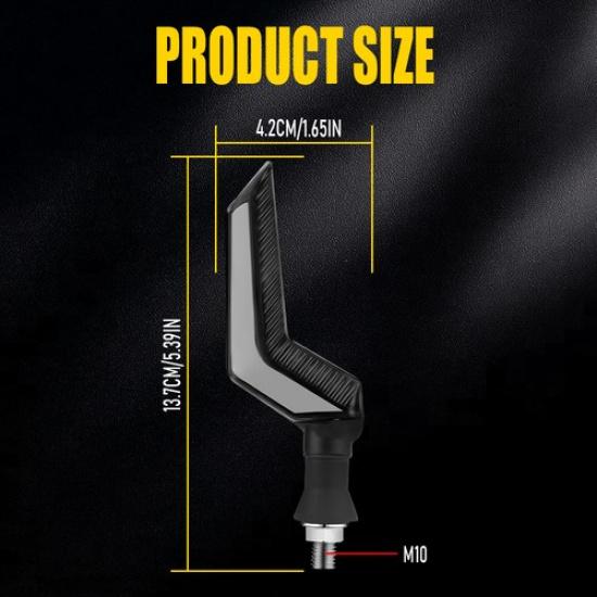 2PC Signal Motorcycle Turn Running Sequential Light Amber+Blue Universal Blinker