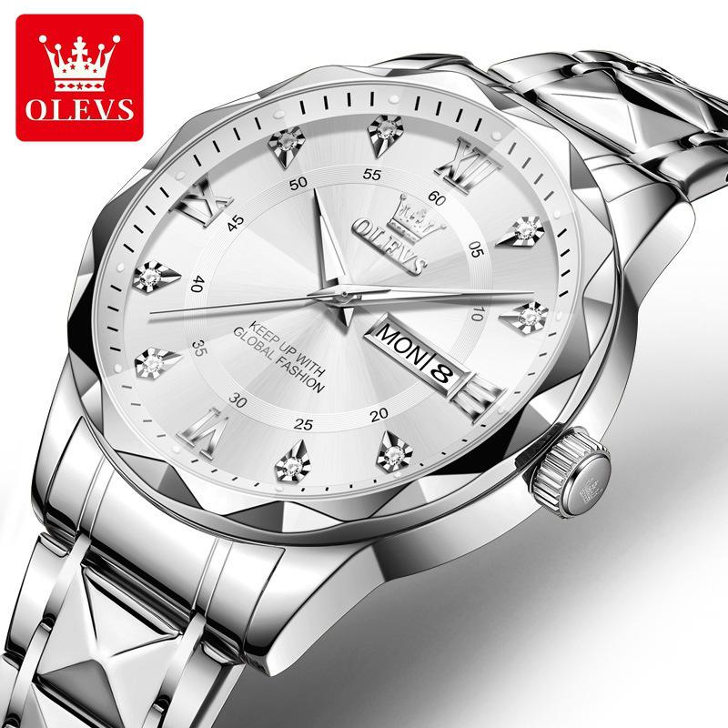 Oulishi 2025 Men's Luminous Waterproof Quartz Watch with Diamond-Shaped Mirror
