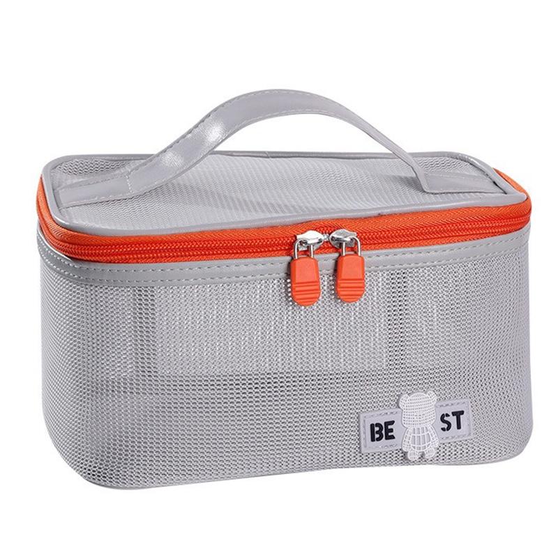Women'S  Transparent Mesh Travel Cosmetic Bag Storage 1 Layer Toiletry Bag Large Capacity Make Up Organizer Bag
