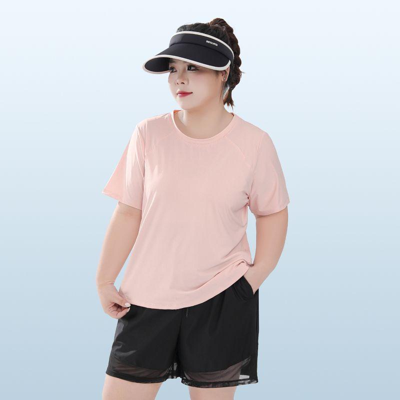 

Plus size women clothing [Cool Feeling Quick-Drying Shorts] Summer Chubby Girl Sports Loose Casual Fitness Pants Breathable Three Pants Ballet Powder-Tops 7xl