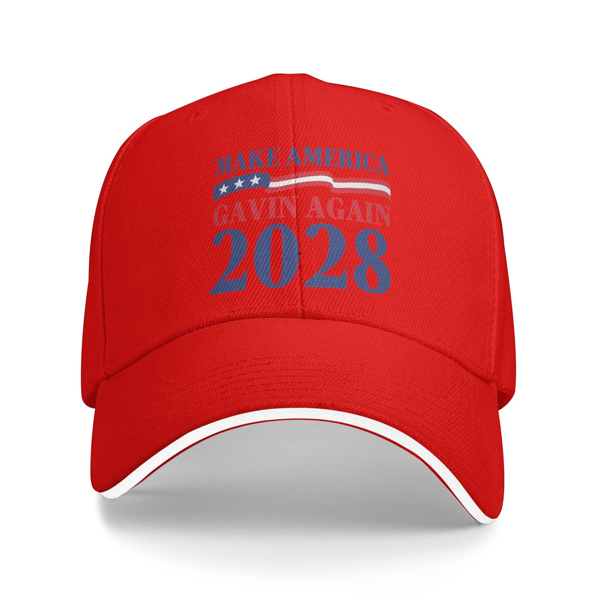 

2028 Make America Gavin Again Baseball Cap Hip Hop Sandwich Hats Men Women Adjustable Dad Hat Sport One Size красный
