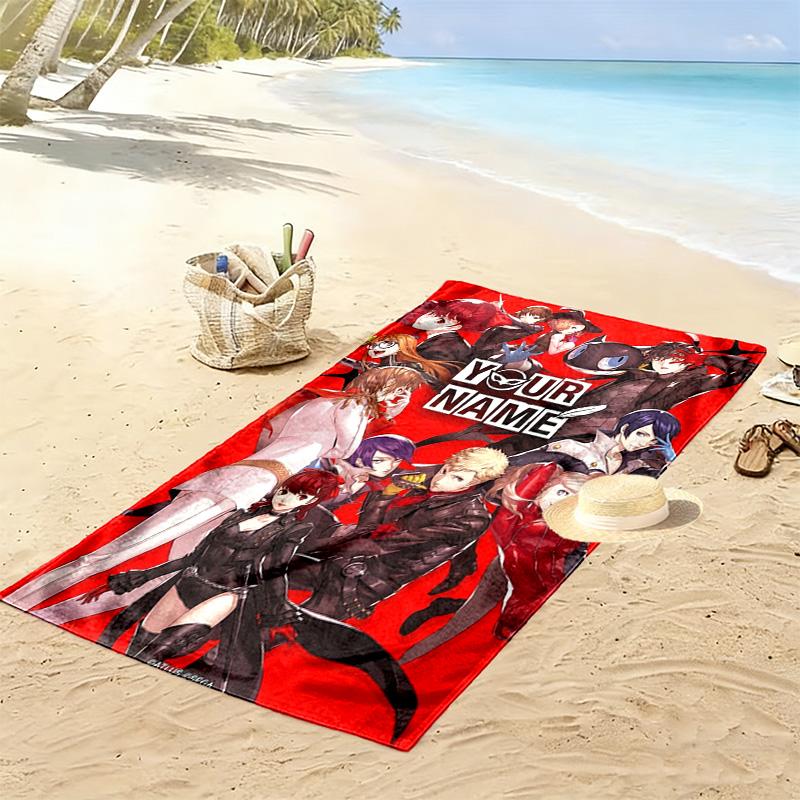 Name Custom Persona 5 Game Print Beach Towel, Large Soft Quick Dry Towel for Beach Camping Swimming