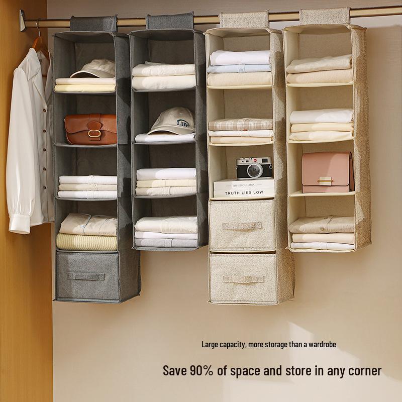 Multi-Layer Foldable Hanging Wardrobe Organizer with Dustproof Cover