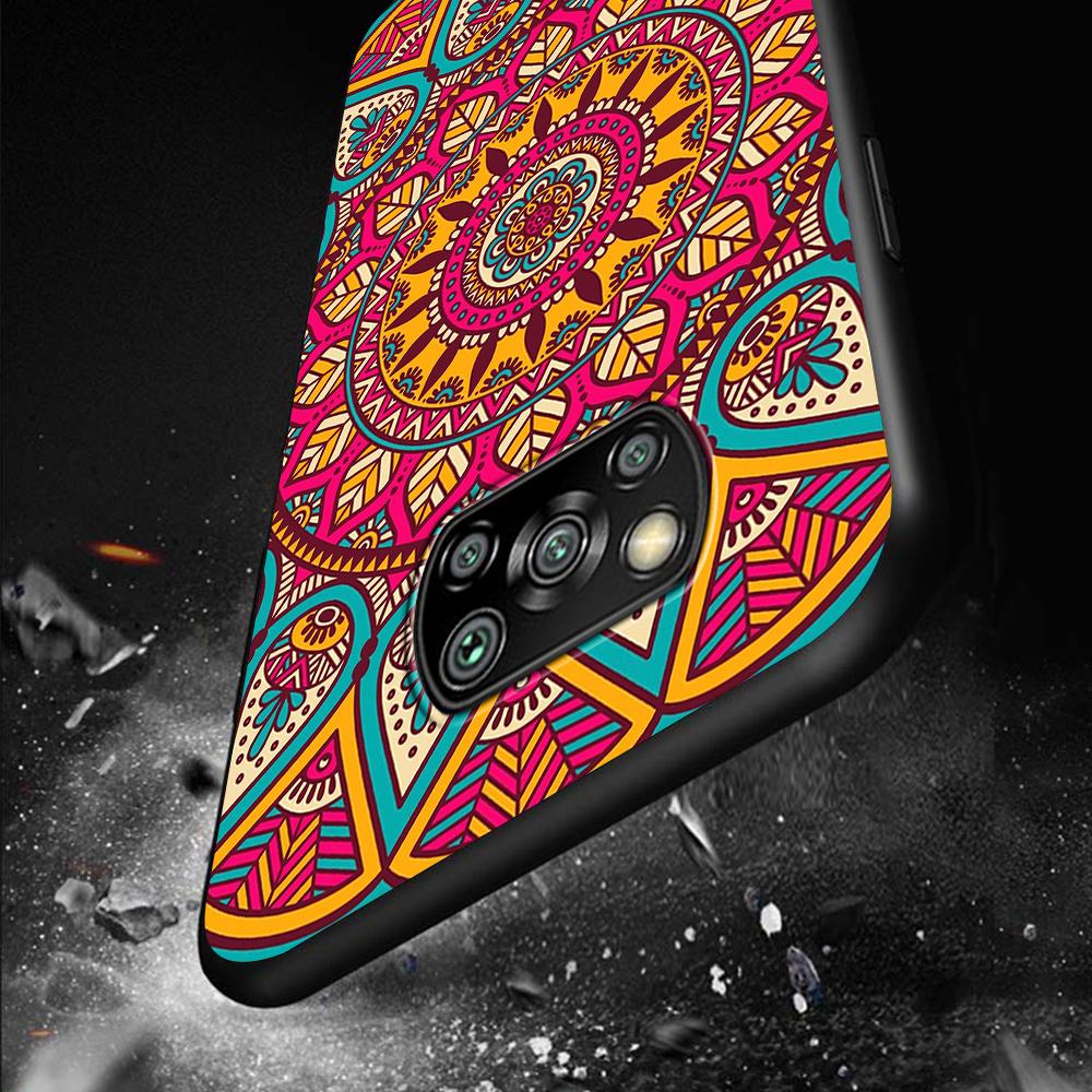 Blue Totem Flower Mandala Case for Xiaomi Poco X5 X3 NFC X4 Pro 5G F4 GT M5 M5s F3 Pocophone F1 Black Soft Phone Cover Mi 13 12T