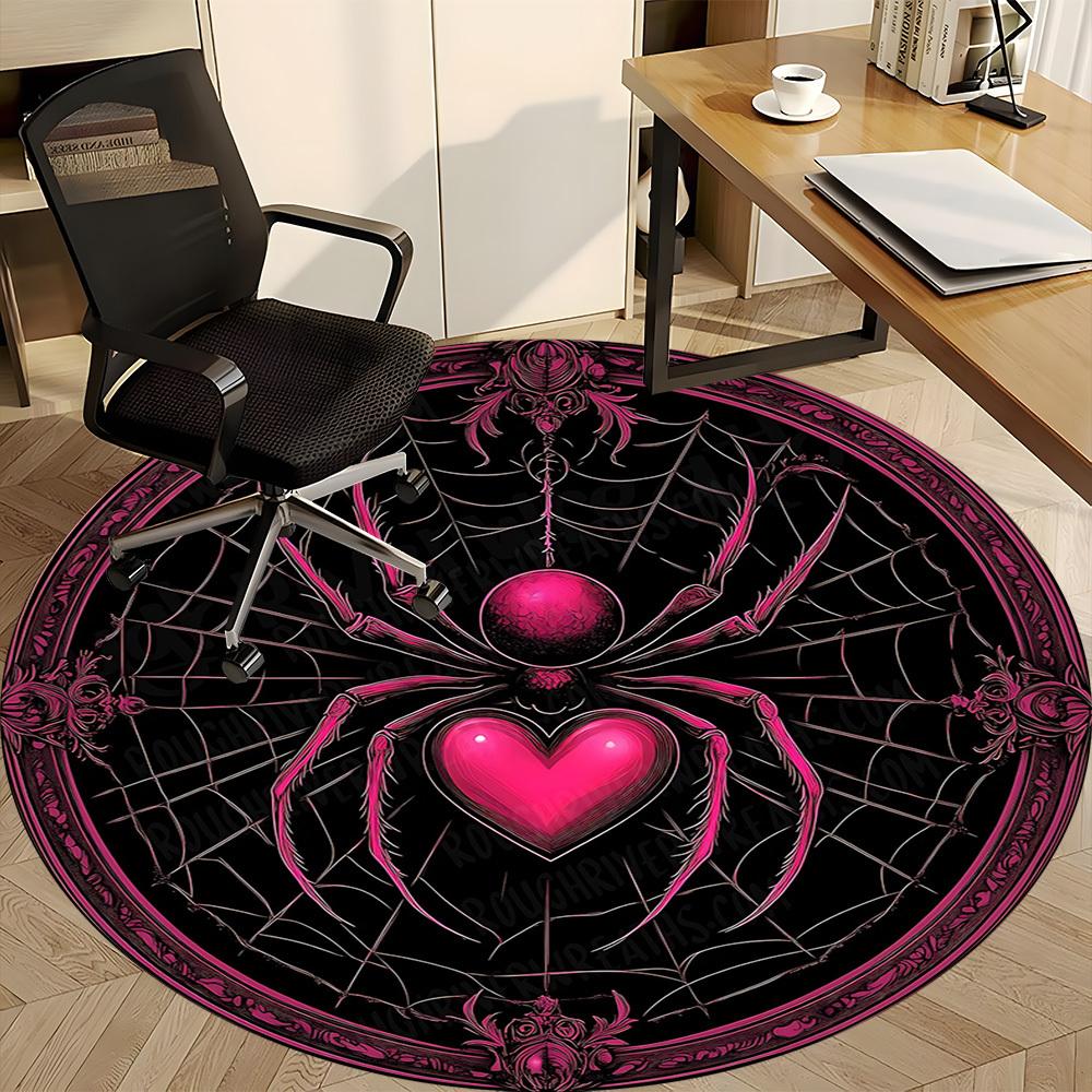 1pc Spider Web Office Round Area Rug, Indoor Mat Suitable ForOffice, Under Office Chairs Bedroom Living Room Home Decor, Room Deco T044