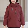 Plus Size XL-6XL Middle Age Women's Short Down Jackets Winter Parkas Hooded Embroidery Elegant Loose Thick Warm Down Coats Woman Outerwears