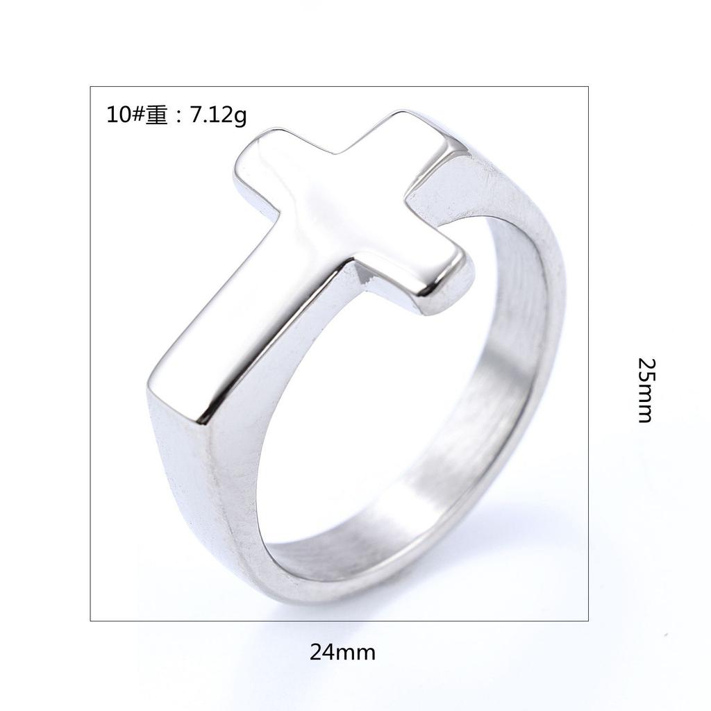 Einfacher Stilvoller Gold Stahl Kreuzring Edelstahl Schmuck für Damen Herren Unisex Modeaccessoire