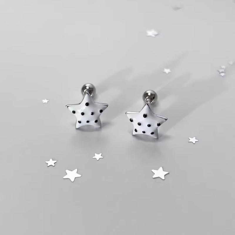 1 Paar Süße Polka Dot Stern Ohrstecker Hypoallergen Schraubverschlüsse Für Tägliches Tragen Lässige Ausflüge Schmuck